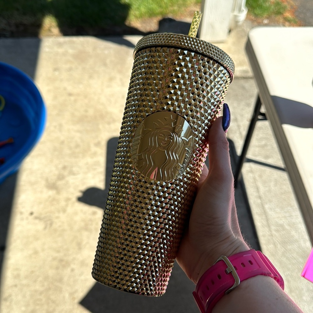 NWT Starbucks Gold Studded 24oz Tumbler.